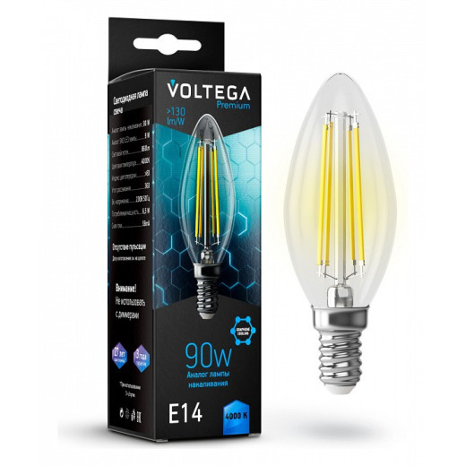 Лампа светодиодная Voltega Candle 9W Graphene E14 7Вт 4000K 7135