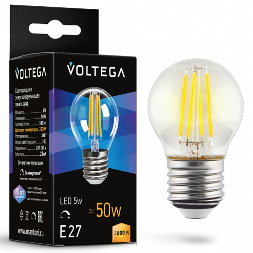 Лампа светодиодная Voltega Globe dim 5W E27 5Вт 3000K 7202