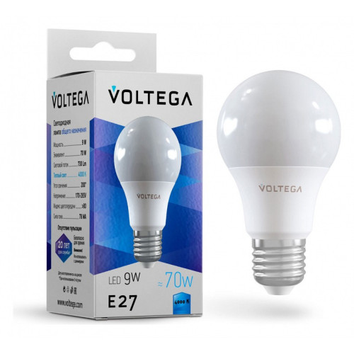 Лампа светодиодная Voltega General purpose bulb 9W E27 9Вт 4000K 8443