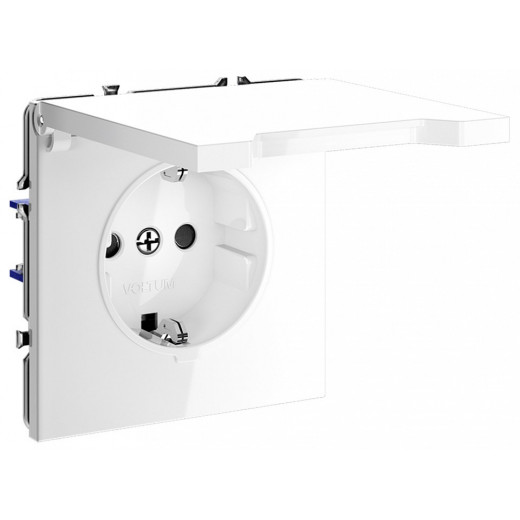 Розетка с заземлением и со шторкой, без рамки с крышкой Voltum S70 VLS040301