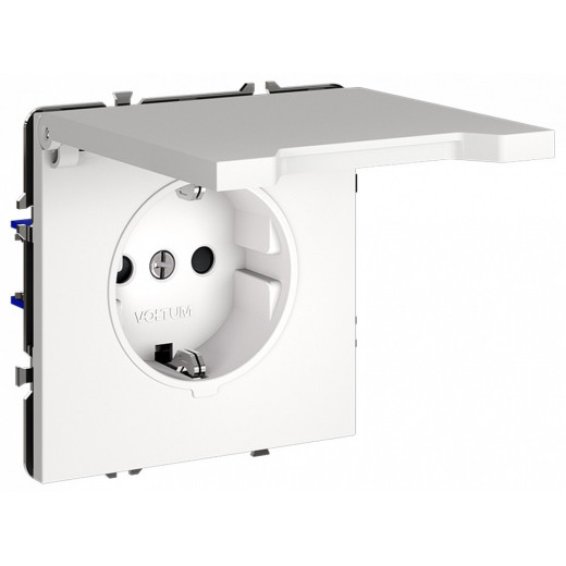 Розетка с заземлением и со шторкой, без рамки с крышкой Voltum S70 VLS040302