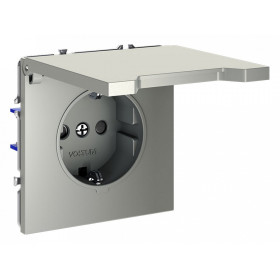Розетка с заземлением и со шторкой, без рамки с крышкой Voltum S70 VLS040305
