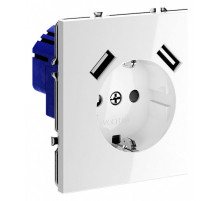 Розетка с заземлением и со шторкой и 2хUSB type A, без рамки Voltum S70 VLS040401