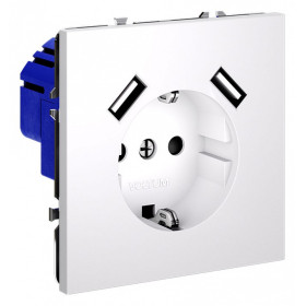 Розетка с заземлением и со шторкой и 2хUSB type A, без рамки Voltum S70 VLS040402