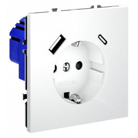 Розетка с заземлением и со шторкой и 2хUSB type A и C, без рамки Voltum S70 VLS040502