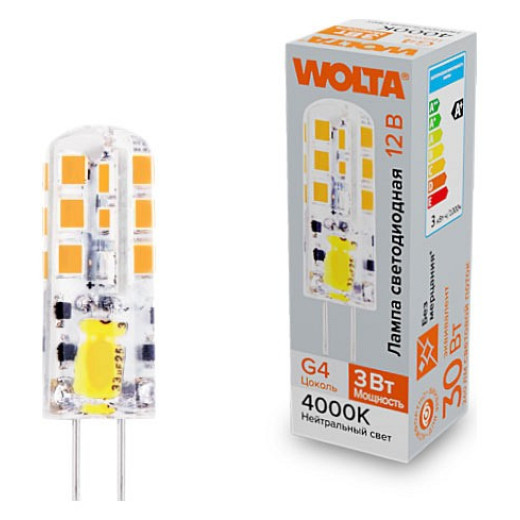 Лампа светодиодная Wolta  G4 3Вт 4000K WSTD-JC-12V3W4KG4-S