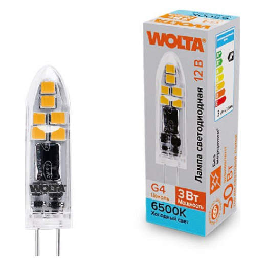 Лампа светодиодная Wolta  G4 3Вт 6500K WSTD-JC-12V3W6KG4-P