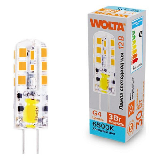 Лампа светодиодная Wolta  G4 3Вт 6500K WSTD-JC-12V3W6KG4-S