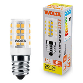 Лампа светодиодная Wolta  E14 5Вт 3000K WSTD-JCD-5W3KE14-C