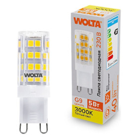 Лампа светодиодная Wolta  G9 5Вт 3000K WSTD-JCD-5W3KG9-C