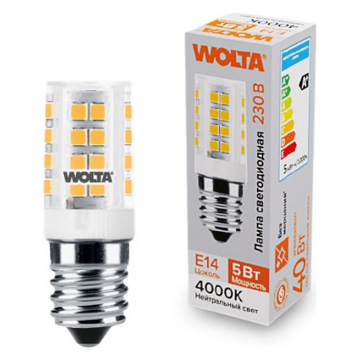 Лампа светодиодная Wolta  E14 5Вт 4000K WSTD-JCD-5W4KE14-C