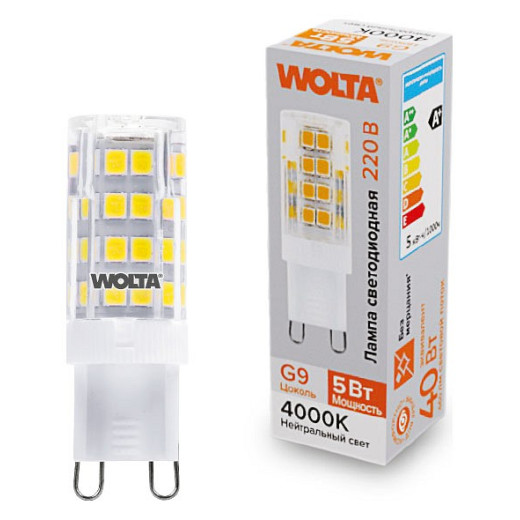 Лампа светодиодная Wolta  G9 5Вт 4000K WSTD-JCD-5W4KG9-C