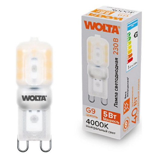 Лампа светодиодная Wolta  G9 5Вт 4000K WSTD-JCD-5W4KG9-P
