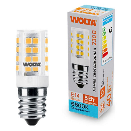 Лампа светодиодная Wolta  E14 5Вт 6500K WSTD-JCD-5W6KE14-C