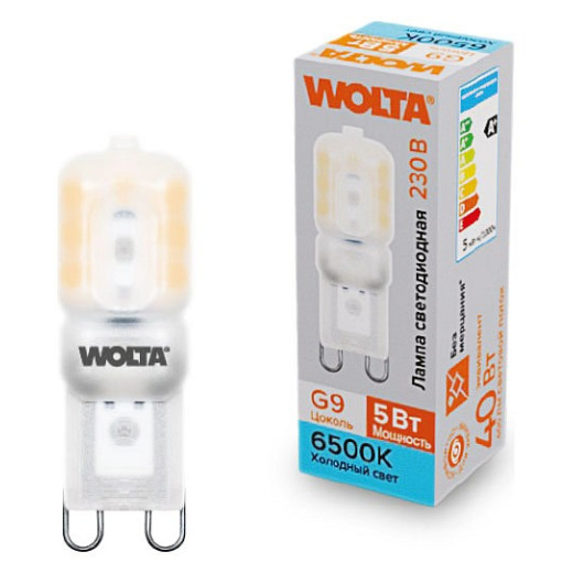 Лампа светодиодная Wolta  G9 5Вт 6500K WSTD-JCD-5W6KG9-P