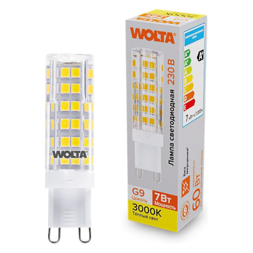 Лампа светодиодная Wolta  G9 7Вт 3000K WSTD-JCD-7W3KG9-C