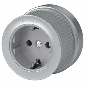 Розетка с заземлением Werkel Ретро (матовый хром) WL19-10-01