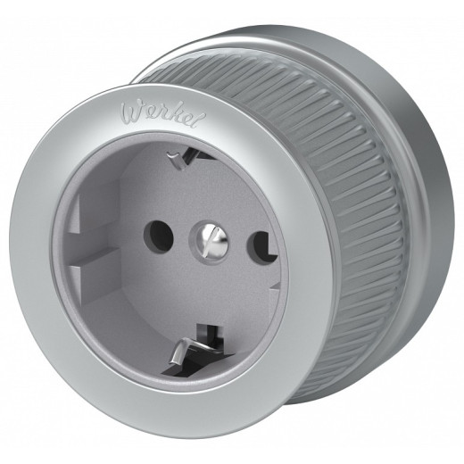 Розетка с заземлением Werkel Ретро (матовый хром) WL19-10-01