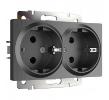 Розетка двойная с заземлением, без рамки Werkel графит рифленый W1172004