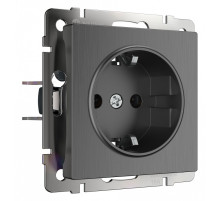 Розетка с заземлением, без рамки Werkel графит рифленый W1171004
