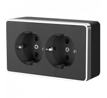 Розетка двойная с заземлением Werkel Gallant (черный/хром) W5072135