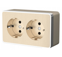 Розетка двойная с заземлением Werkel Gallant (шампань рифленый) W5072110