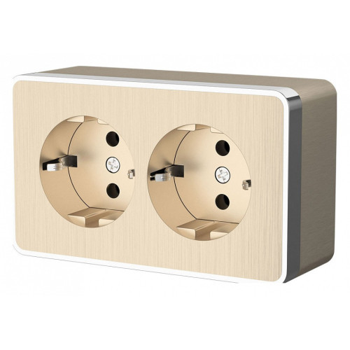 Розетка двойная с заземлением Werkel Gallant (шампань рифленый) W5072110