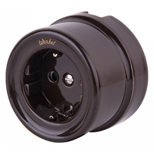Розетка с заземлением Werkel Ретро (коричневый) W5671014