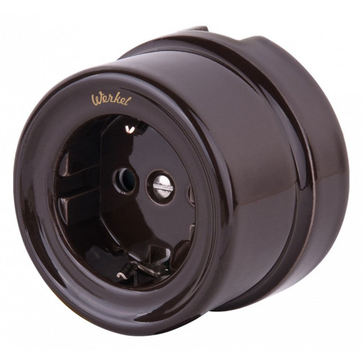 Розетка с заземлением Werkel Ретро (коричневый) W5671014