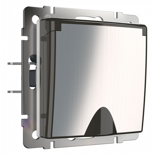 Розетка с заземлением и со шторками, без рамки с крышкой Werkel глянцевый никель W1171202