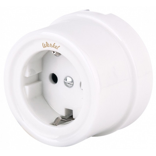 Розетка с заземлением, без рамки Werkel Ретро (белый) W5671001