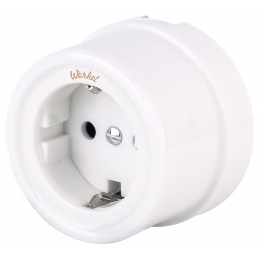 Розетка с заземлением, без рамки Werkel Ретро (белый) W5671001