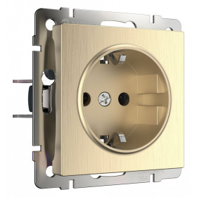 Розетка с заземлением и со шторками, без рамки Werkel шампань рифленый W1171110