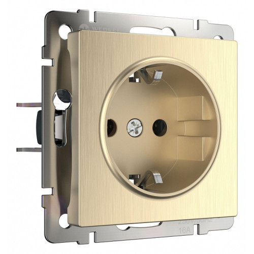 Розетка с заземлением и со шторками, без рамки Werkel шампань рифленый W1171110