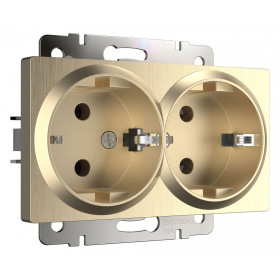 Розетка двойная с заземлением, без рамки Werkel шампань рифленый W1172010