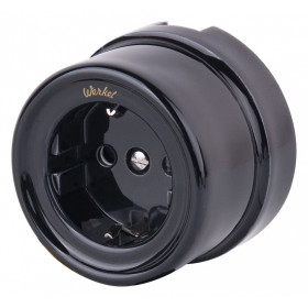 Розетка с заземлением Werkel Ретро (черный) W5671008