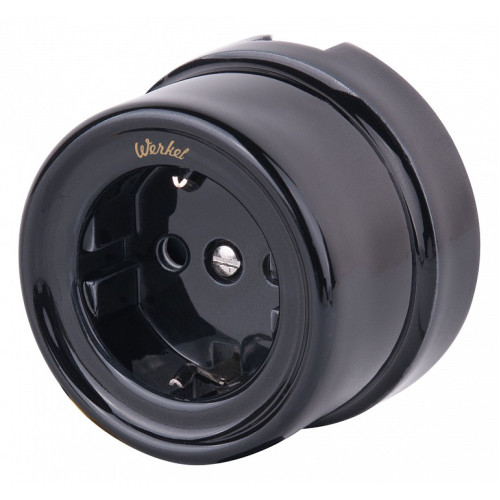 Розетка с заземлением Werkel Ретро (черный) W5671008