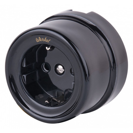 Розетка с заземлением Werkel Ретро (черный) W5671008