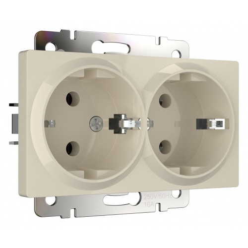 Розетка двойная с заземлением, без рамки Werkel слоновая кость W1172003