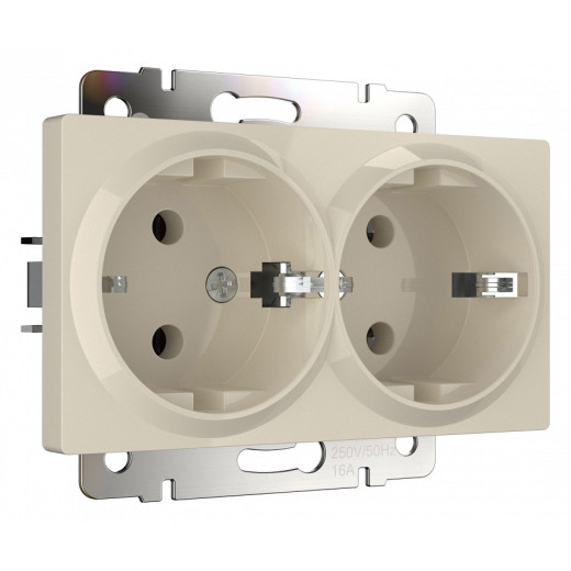 Розетка двойная с заземлением, без рамки Werkel слоновая кость W1172003