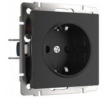 Розетка с заземлением, без рамки Werkel черный матовый W1171008