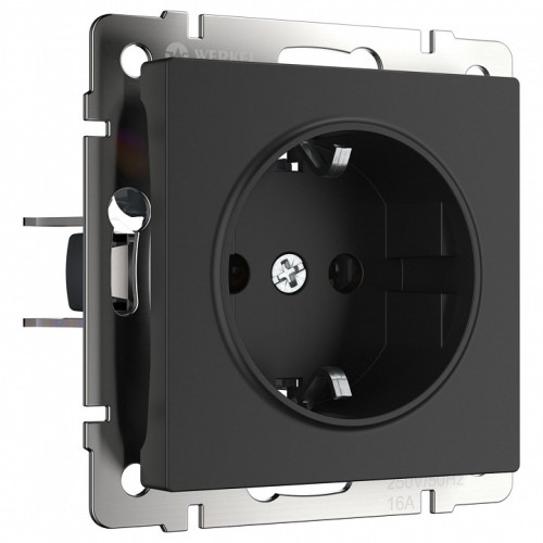 Розетка с заземлением, без рамки Werkel черный матовый W1171008