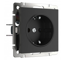 Розетка с заземлением и со шторками, без рамки Werkel черный матовый W1171108