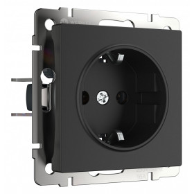 Розетка с заземлением и со шторками, без рамки Werkel черный матовый W1171108