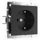 Розетка с заземлением и со шторками, без рамки Werkel черный матовый W1171108