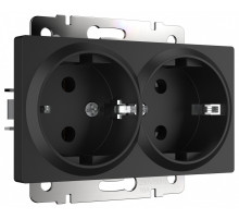 Розетка двойная с заземлением, без рамки Werkel черный матовый W1172008