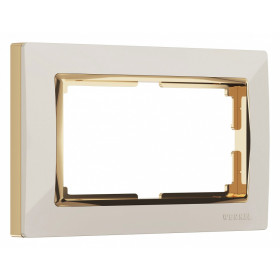 Рамка для двойной розетки Werkel Snabb (слоновая кость/золото) W0081932