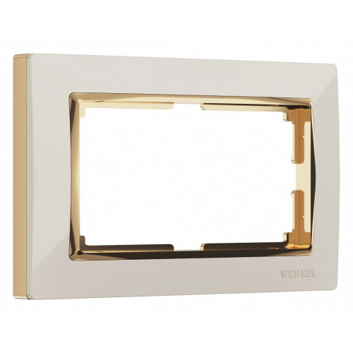 Рамка для двойной розетки Werkel Snabb (слоновая кость/золото) W0081932