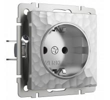 Розетка влагозащищенная с заземлением и со шторками, без рамки Werkel Hammer серебряный W1271106