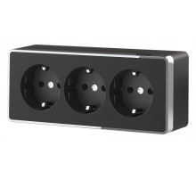 Розетка тройная с заземлением Werkel Gallant (черный/хром) W5073135